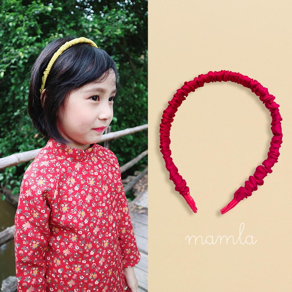 Bờm tóc bé gái thô lụa nhún vintage xinh yêu phụ kiện cài tóc trẻ em MamLa