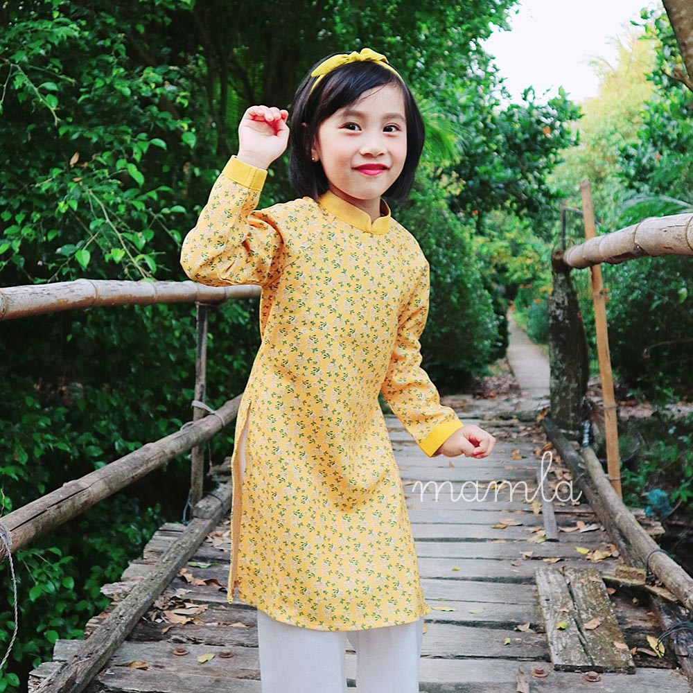 Bờm tóc bé gái thô lụa cột nơ vintage xinh yêu phụ kiện cài tóc trẻ em MamLa