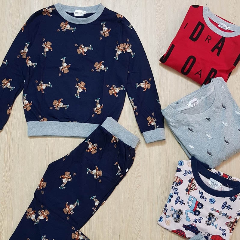Đồ bộ bé trai dài tay thun cotton mặc nhà mặc ngủ MamLa