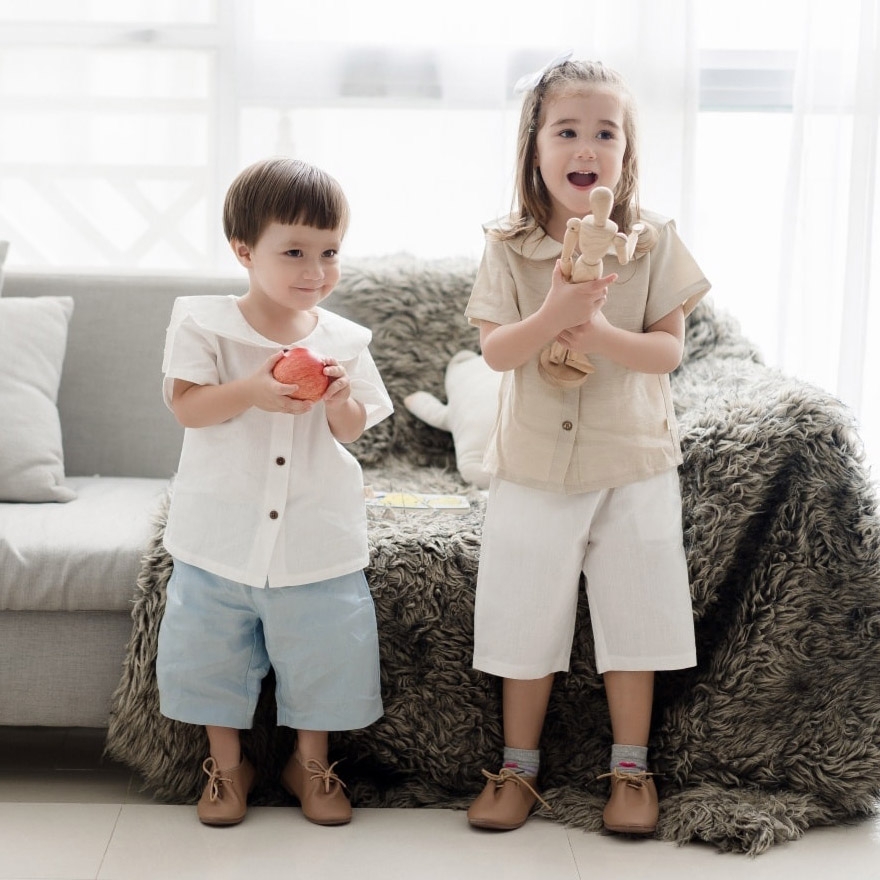 Quần lửng trơn cho bé gái bé trai lưng thun MamLa