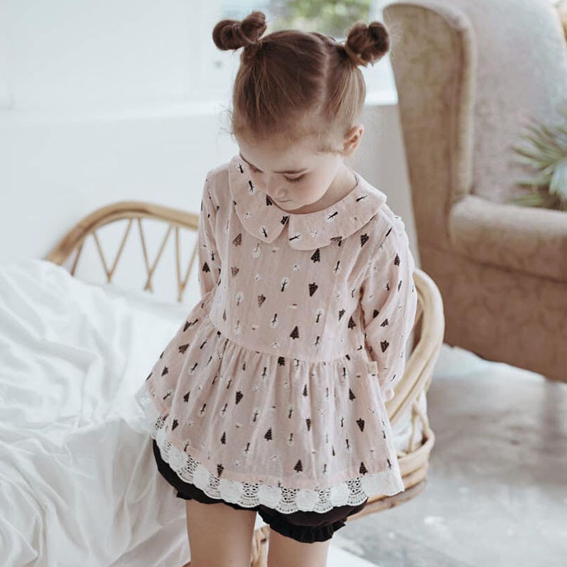 Set áo tay dài kèm quần ngắn Dakota cho bé gái MamLa