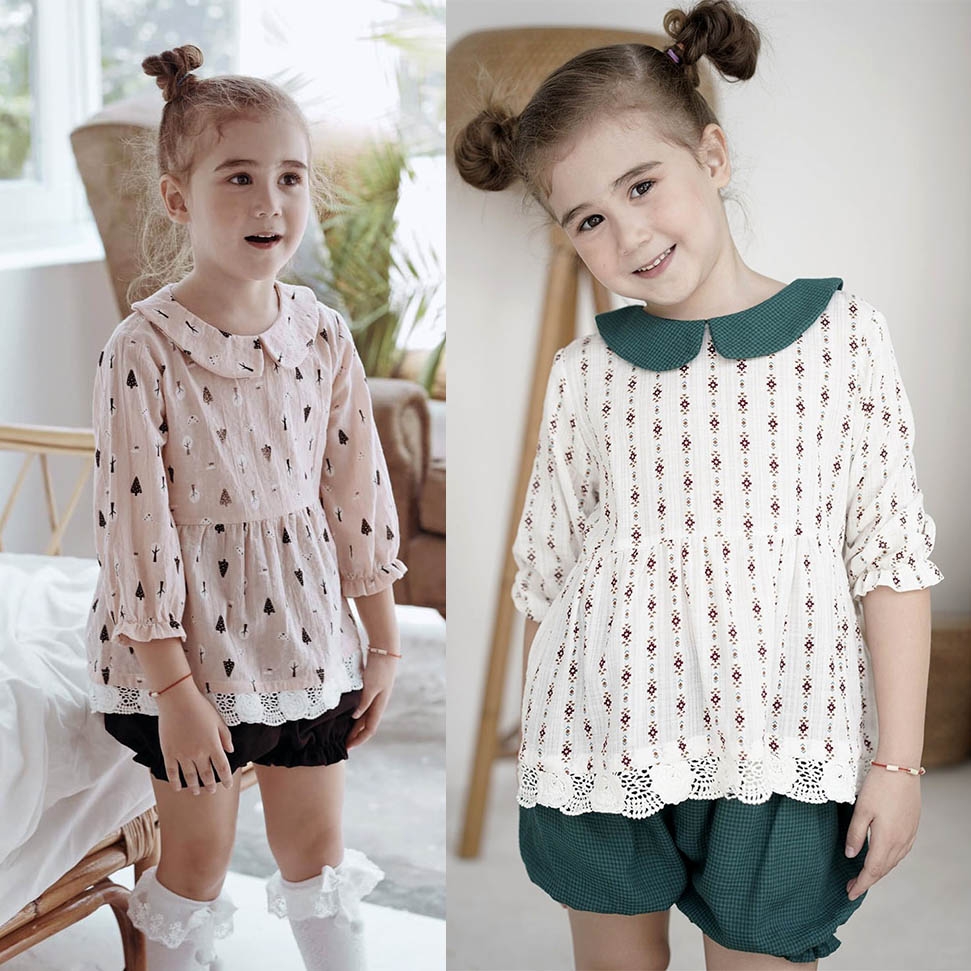 Set áo tay dài kèm quần ngắn Dakota cho bé gái MamLa