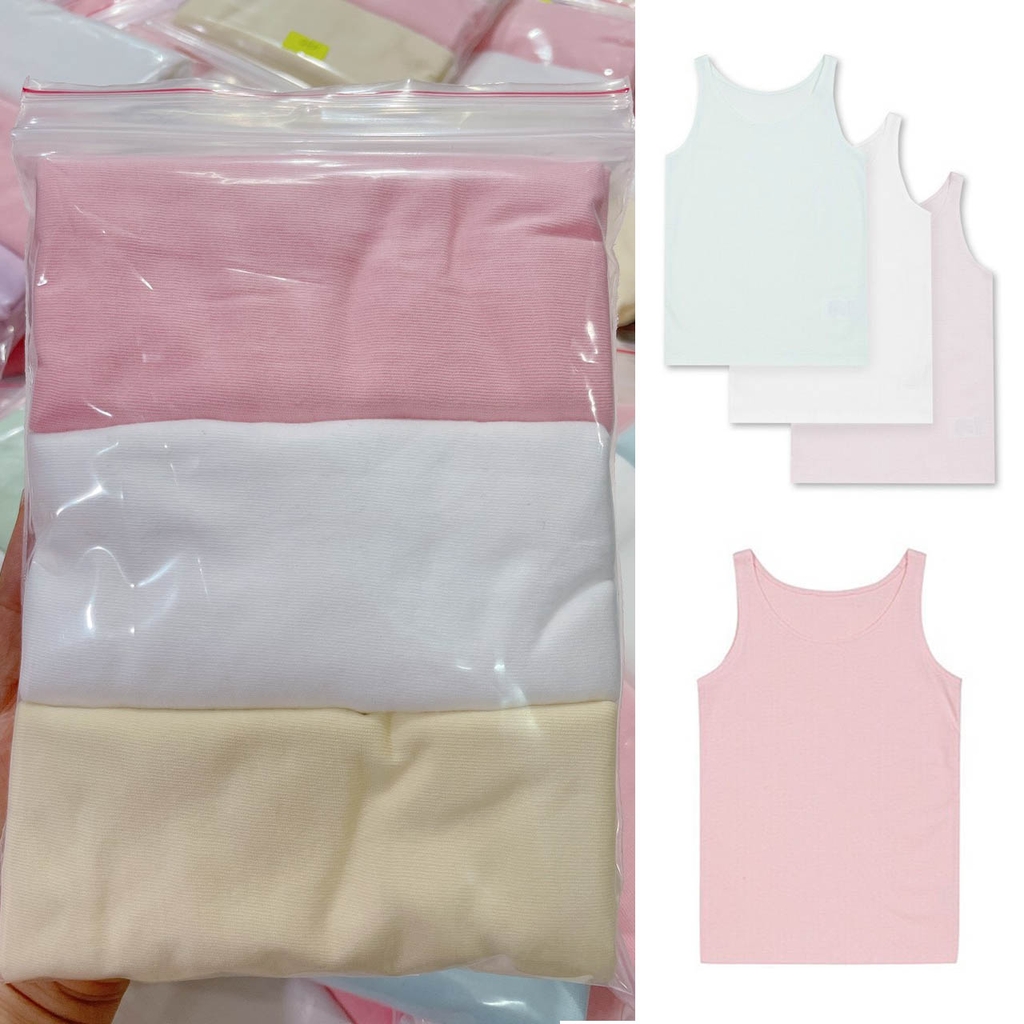 Set 3 áo 3 lỗ bé gái xuất Hàn thun cotton mềm mịn mát an toàn cho da bé MamLa