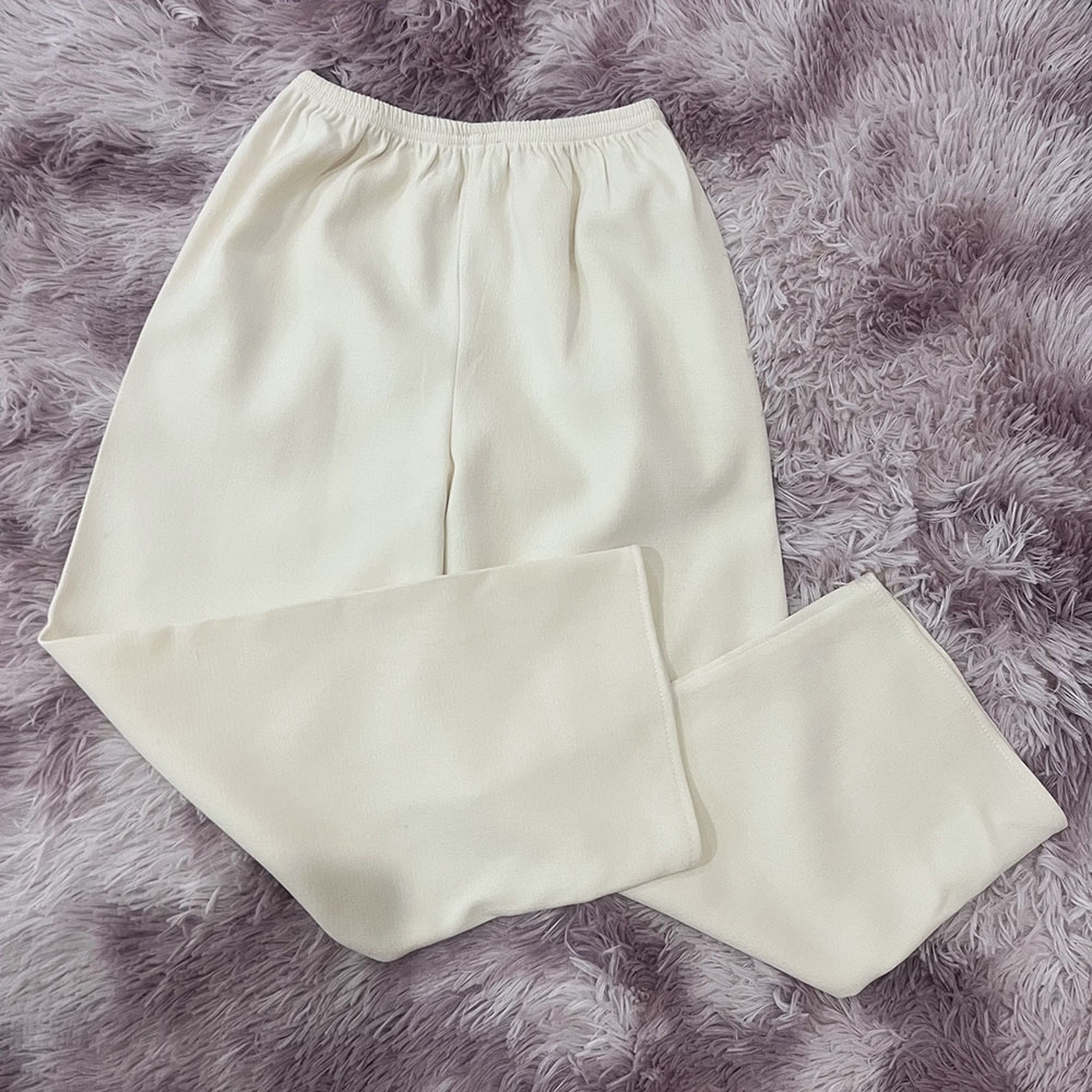 Quần baggy Bé Trai Bé Gái vải nhung tăm mềm màu kem dễ phối áo Tết MamLa TC193