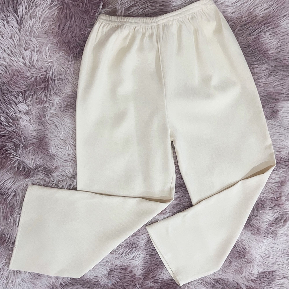 Quần baggy Bé Trai Bé Gái vải nhung tăm mềm màu kem dễ phối áo Tết MamLa TC193