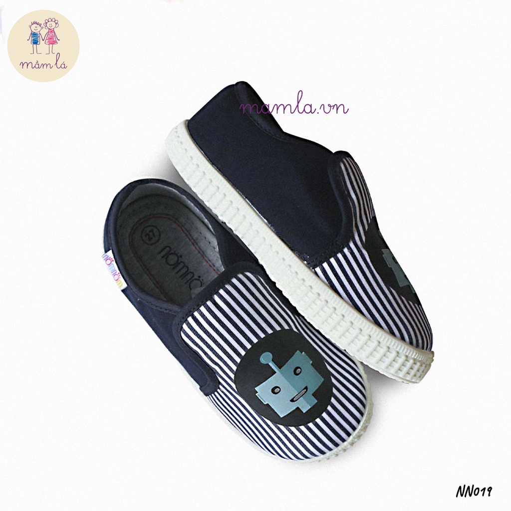 Giày bé trai slipon kẻ xanh ôm chân mềm mại MamLa