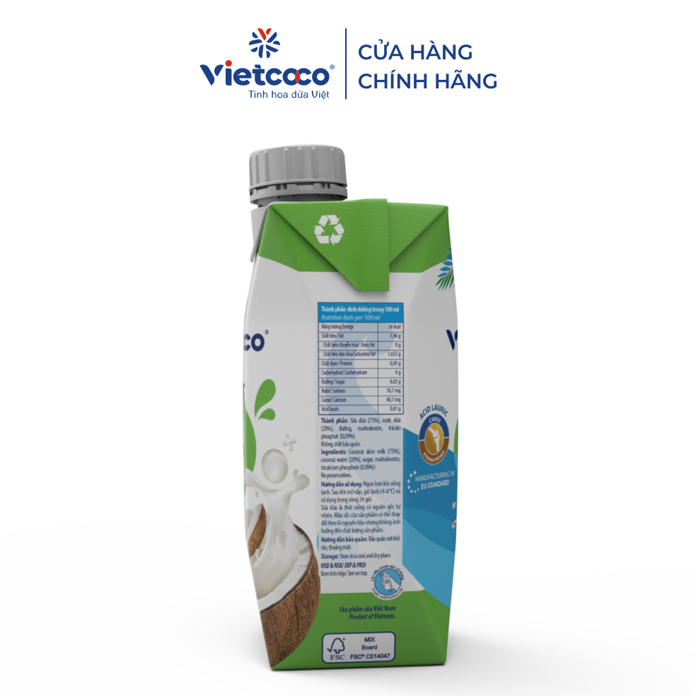 Sữa dừa VIETCOCO - Hộp giấy 330ml