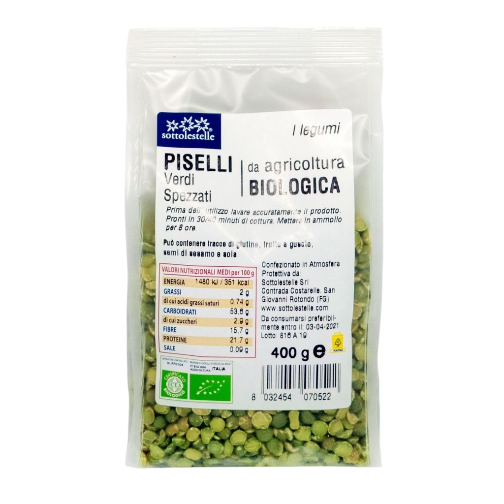Đậu Hà Lan hữu cơ đã tách hạt Sottolestelle 400g