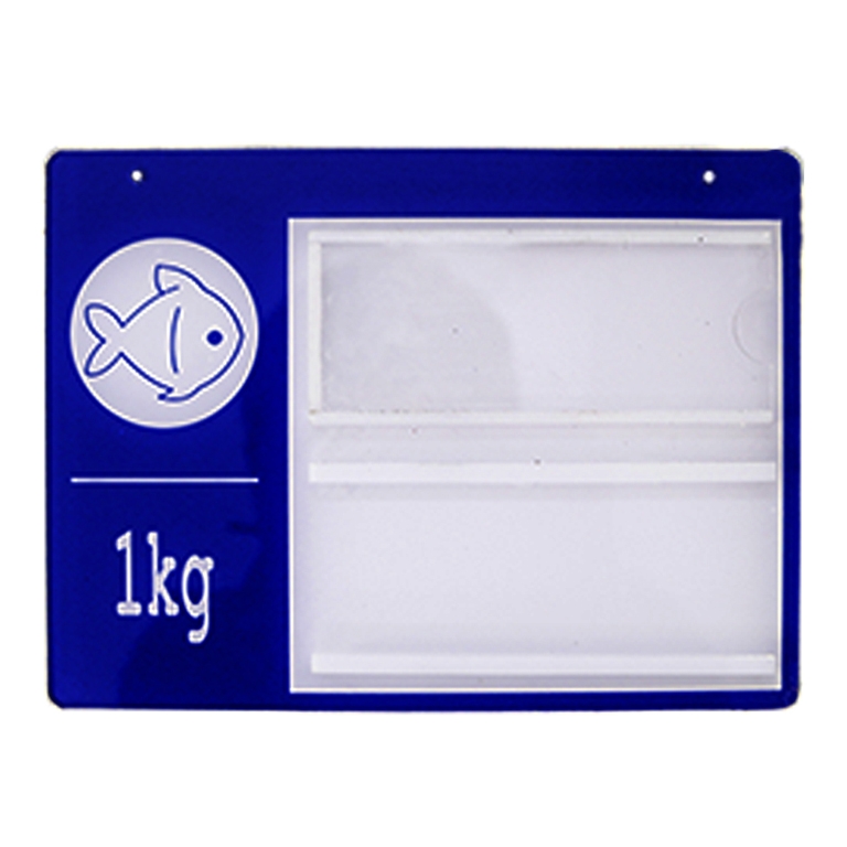 Mica price list board at aquatic stands with adjustable numbers