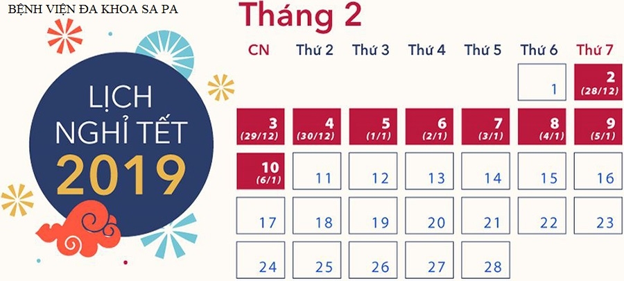 Bệnh viện đa khoa Sa Pa thông báo lịch nghỉ tết nguyên đán Kỷ hợi 2019