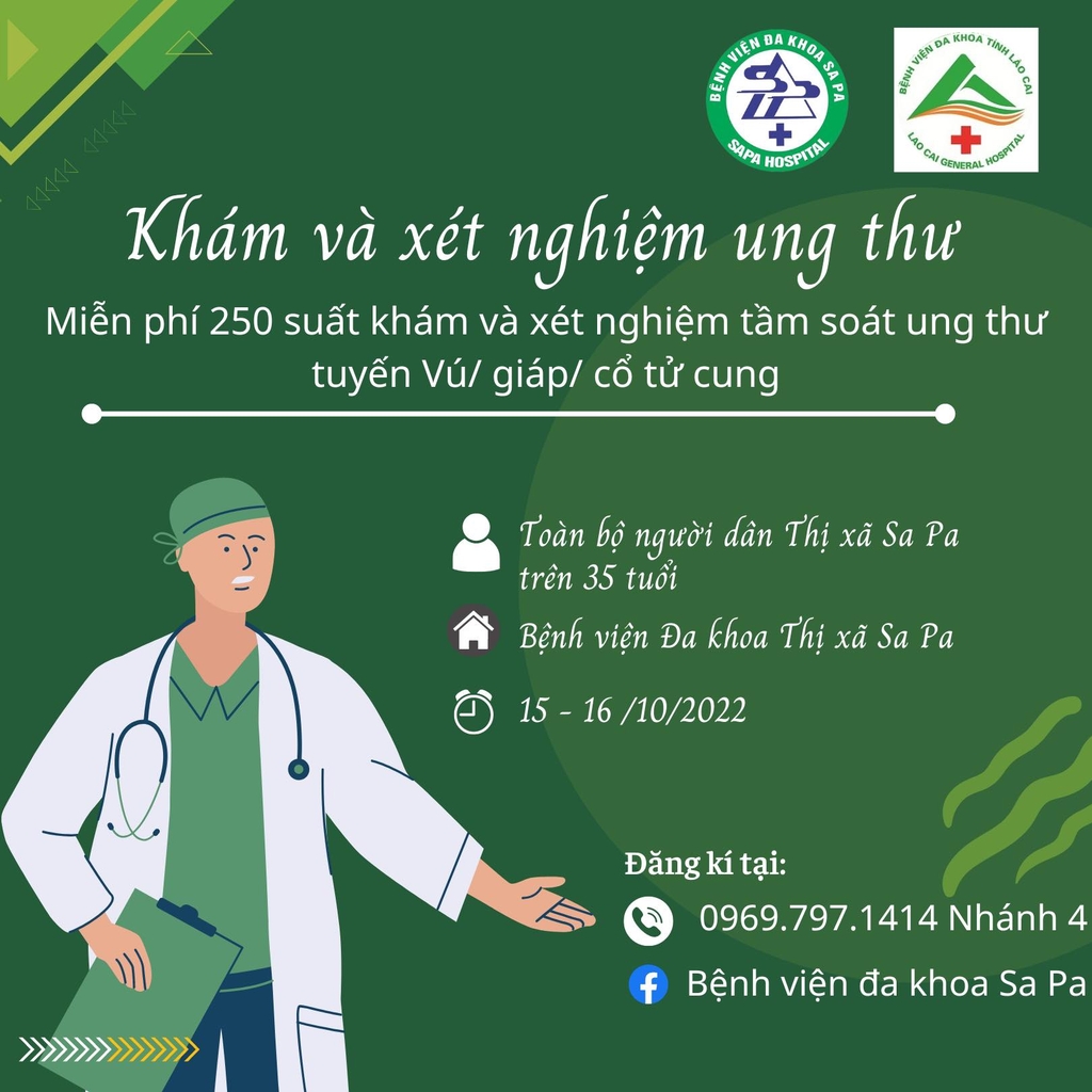 MIỄN PHÍ KHÁM VÀ XÉT NGHIỆM TẦM SOÁT UNG THƯ TUYẾN VÚ, TUYẾN GIÁP, CỔ TỬ CUNG