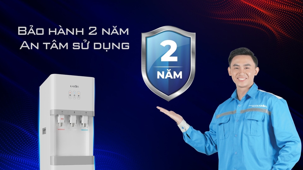 Máy lọc nước nóng lạnh Karofi HCV208RO có chế độ bảo hành 24 tháng