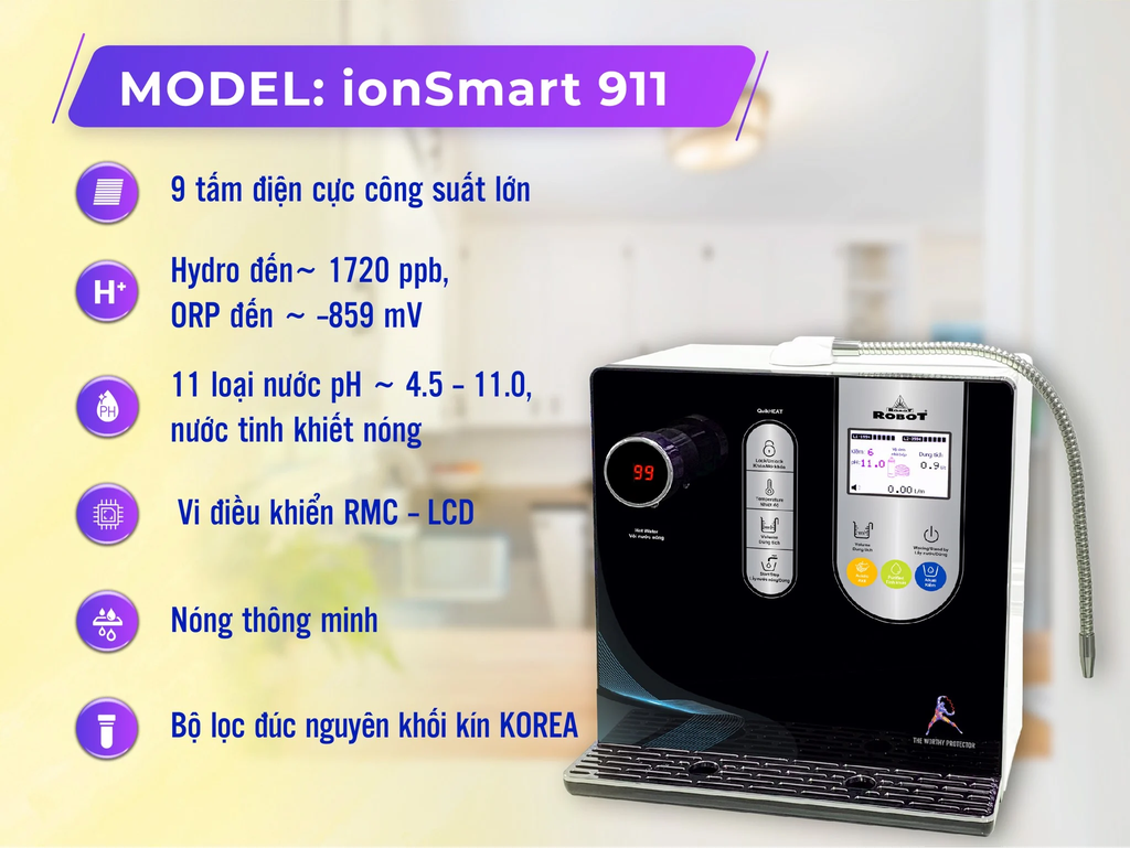 Tính năng nổi bật của máy lọc nước điện giải ION Kiềm IONSMART 911