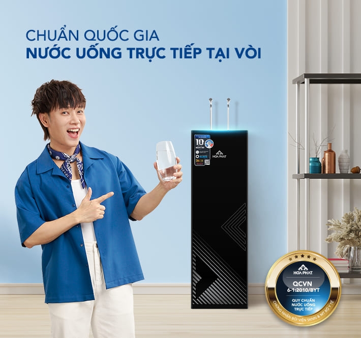 Nước sau lọc từ máy lọc nước nóng lạnh Hòa Phát HPN656 đạt chuẩn quốc gia về nước uống trực tiếp