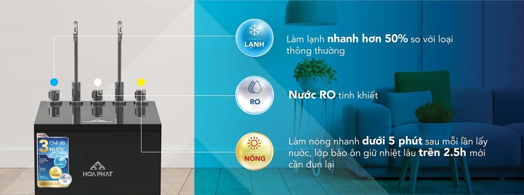 Tính năng nổi bật của máy lọc nước RO nóng lạnh Hòa Phát HWBS2A1021