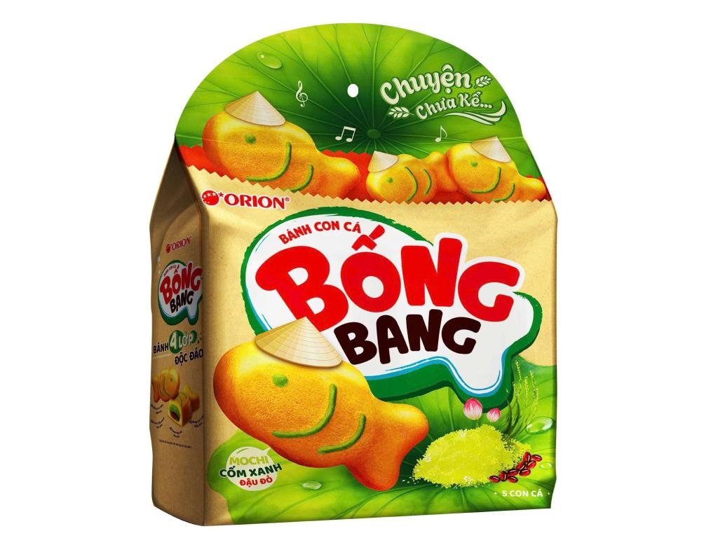 Bánh con cá bống bang Mochi cốm xanh đậu đỏ Orion 145g