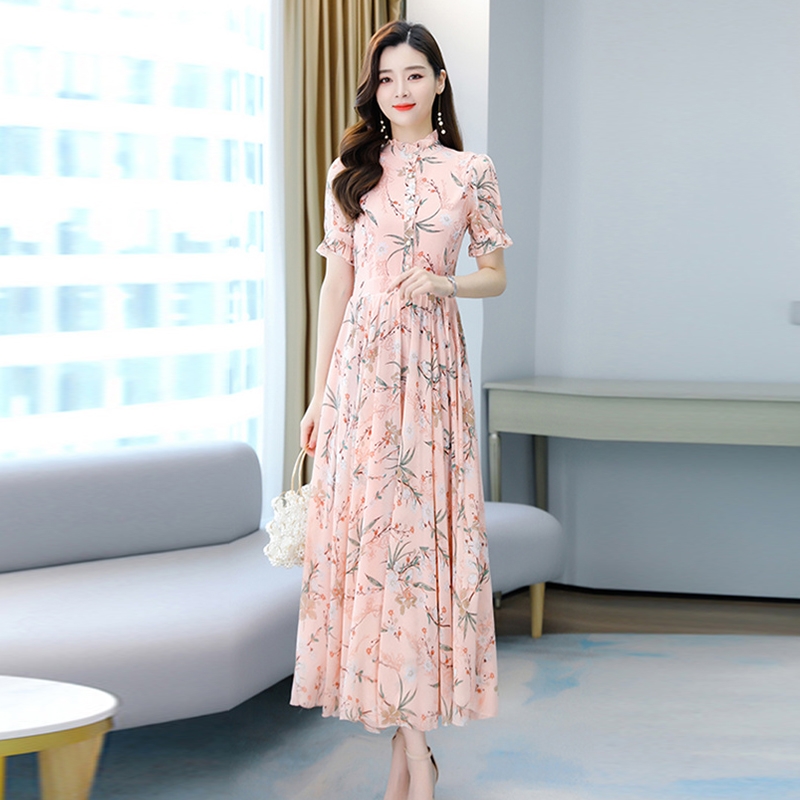 Váy Hoa ulzzang dáng dài cúc bọc voan tơ Quảng Châu Đầm hoa nhí vintage  dáng dài - Váy Fashion