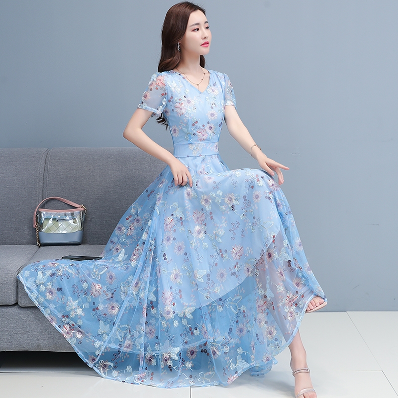 SUV012 Váy 2 dây hoa nhí dáng dài qua gối cổ V vintage Ulzzang Đầm nữ maxi  voan retro bánh bèo kiểu dáng Hàn Quốc cute | Lazada.vn