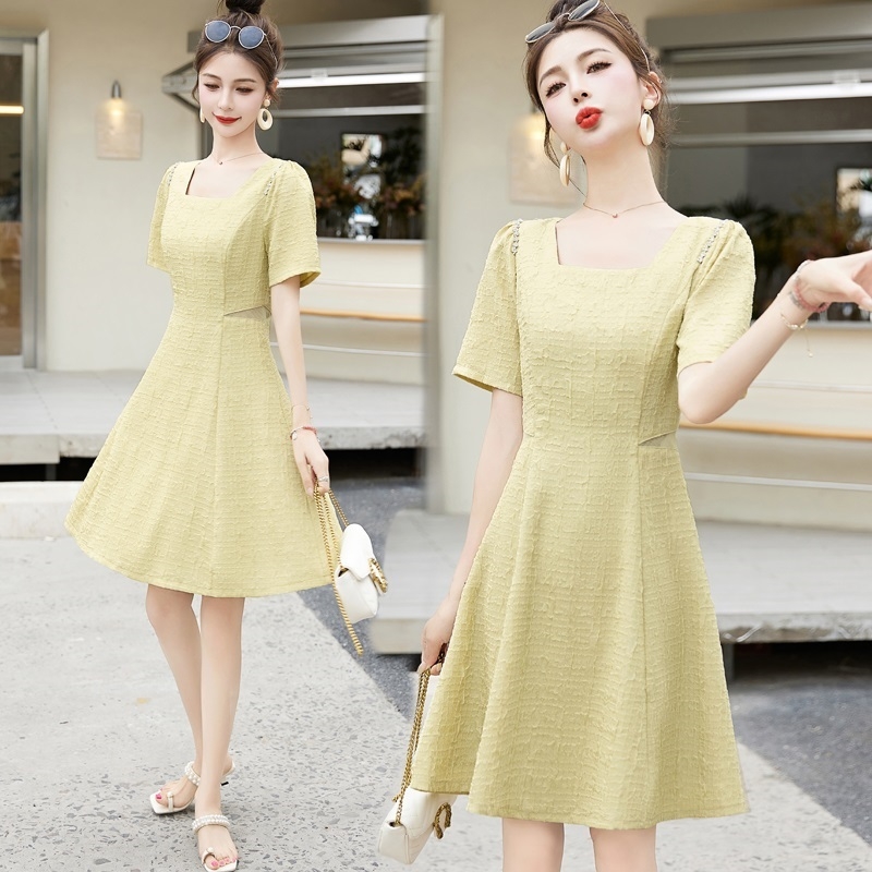 Đầm váy nữ dự tiệc trắng tiểu thư dáng xòe cổ vuông tay phồng thắt nơ sau  xinh đẹp XUKA DRESS DT025 - Chân váy | ThờiTrangNữ.vn