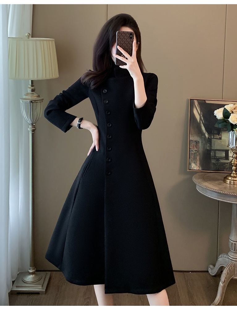 Váy đen suông dài cách điệu tiểu thư phối đai eo | Váy Đầm