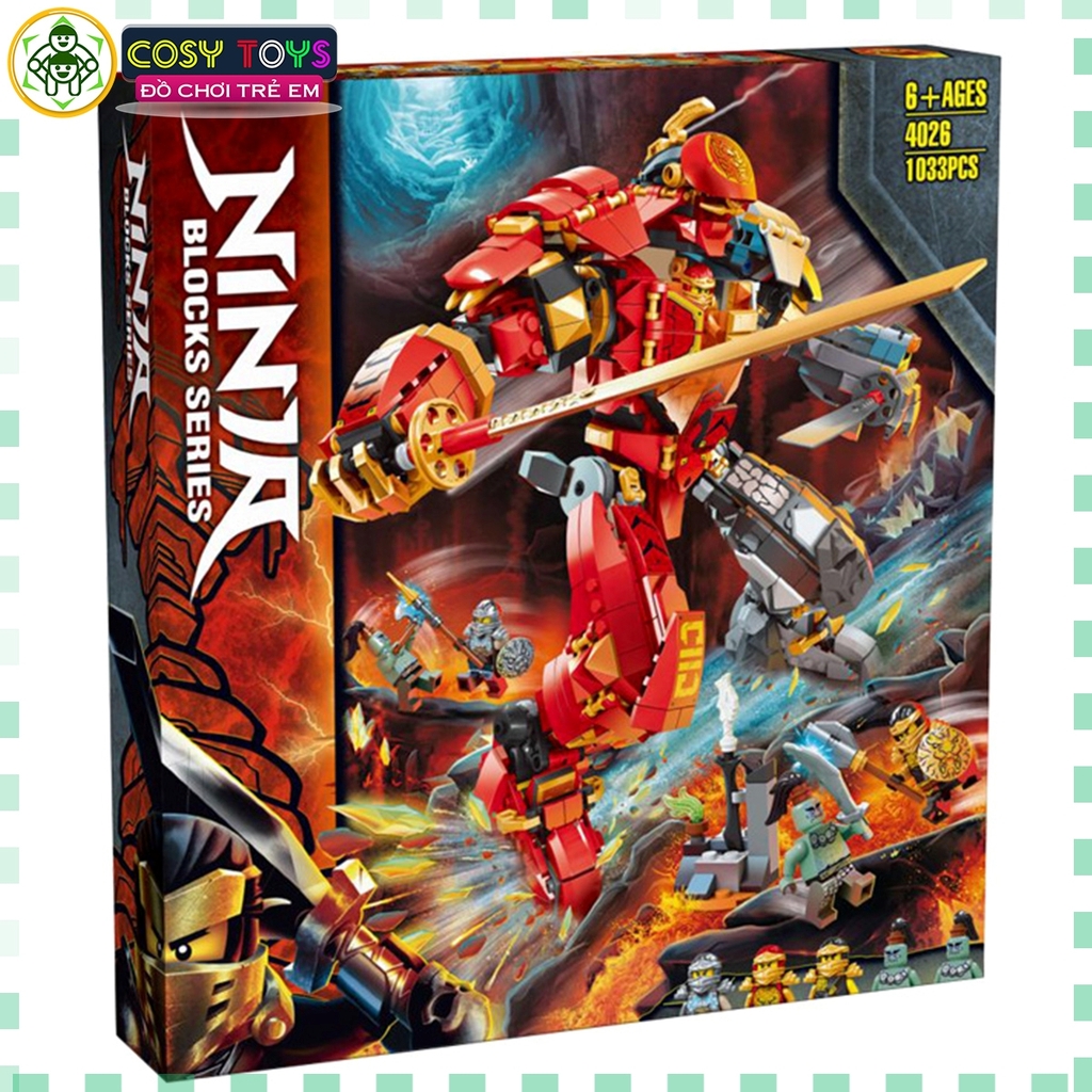 Đồ chơi lắp ghép xếp hình Ninjjago chiến đấu với bộ giáp hợp thể của Kai và Cole cỡ lớn với 1033 mảnh ghép