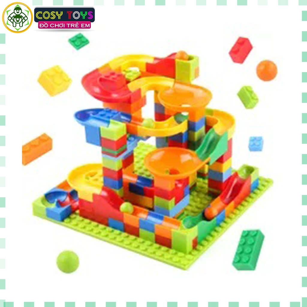 Đồ chơi xếp hình lắp ghép cầu trượt lăn bi nhiều tầng với 168 chi tiết cho bé