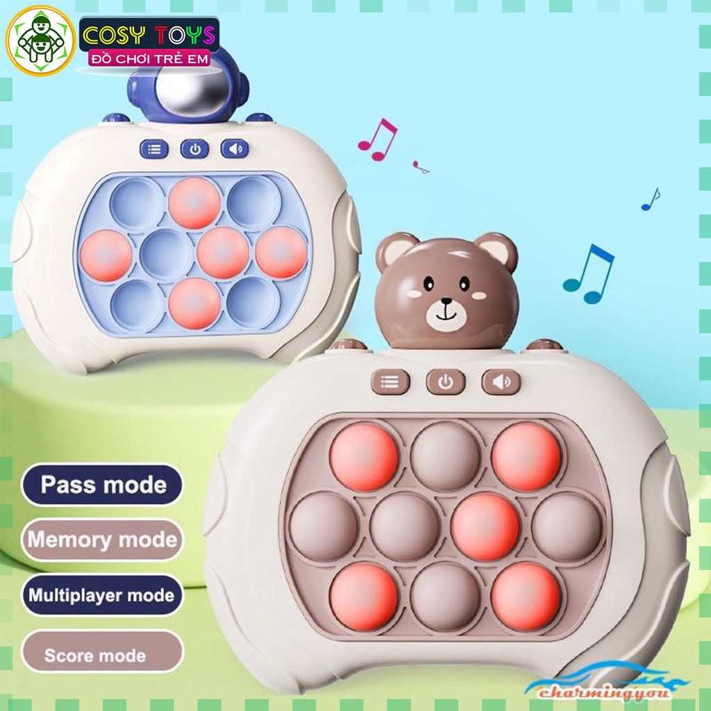 Đồ chơi máy chơi game Pop it thế hệ mới kèm đèn và nhạc cho bé
