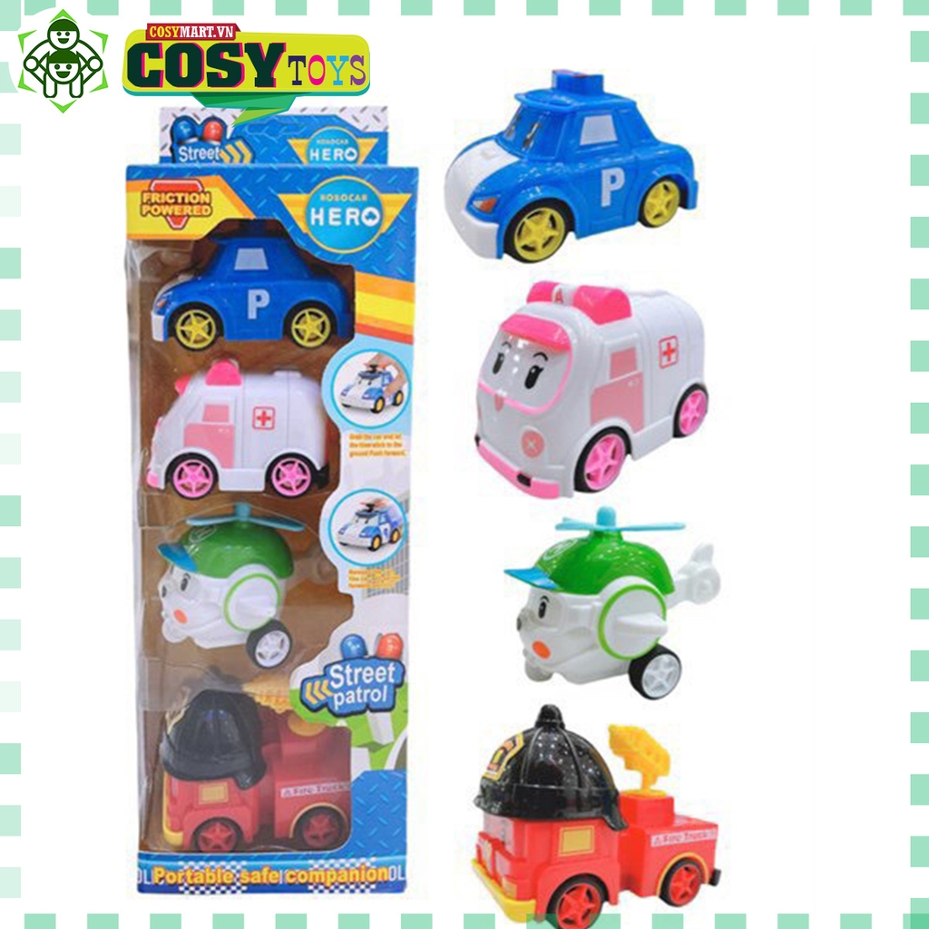Đồ chơi 04 anh hùng của biệt đội cứu hộ poli biến hình ô tô cho bé