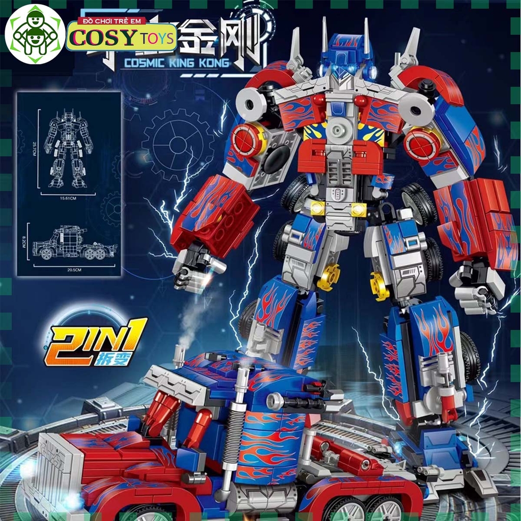 Đồ chơi lắp ghép xếp hình chiến binh Optimus Prime biến hình 2 trong 1 thành xe với 815 chi tiết