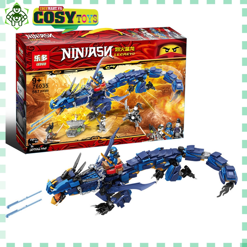 Đồ chơi xếp hình rồng xanh chiến đấu của Ninjjago cỡ lớn với 567 mảnh ghép