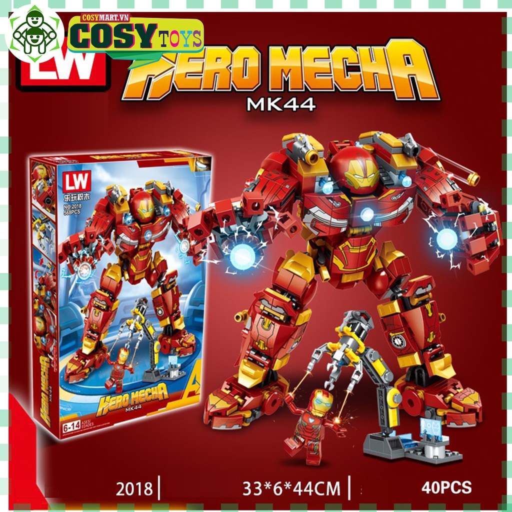 Đồ chơi xếp hình lắp ghép người sắt Iron Man trong bộ giáp Hero Mecha Series với 568 mảnh ghép cho bé