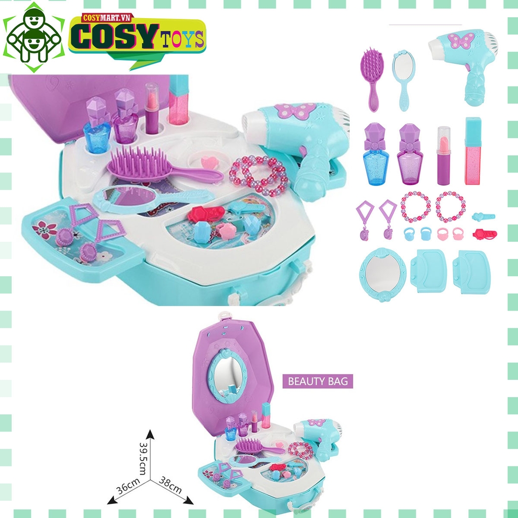 Vali các dụng cụ trang điểm 2 trong 1 với hơn 18 chi tiết cho bé gái