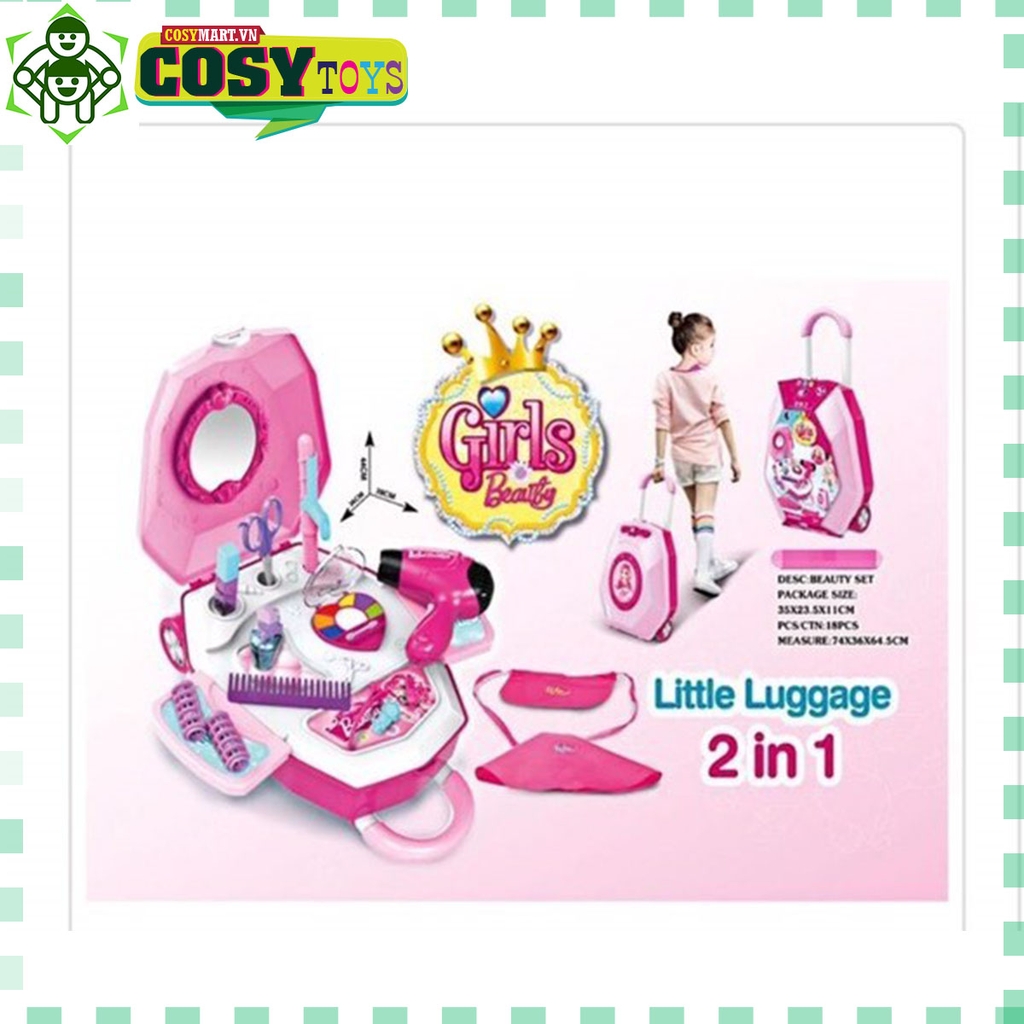 Vali các dụng cụ trang điểm 2 trong 1 với hơn 18 chi tiết cho bé gái