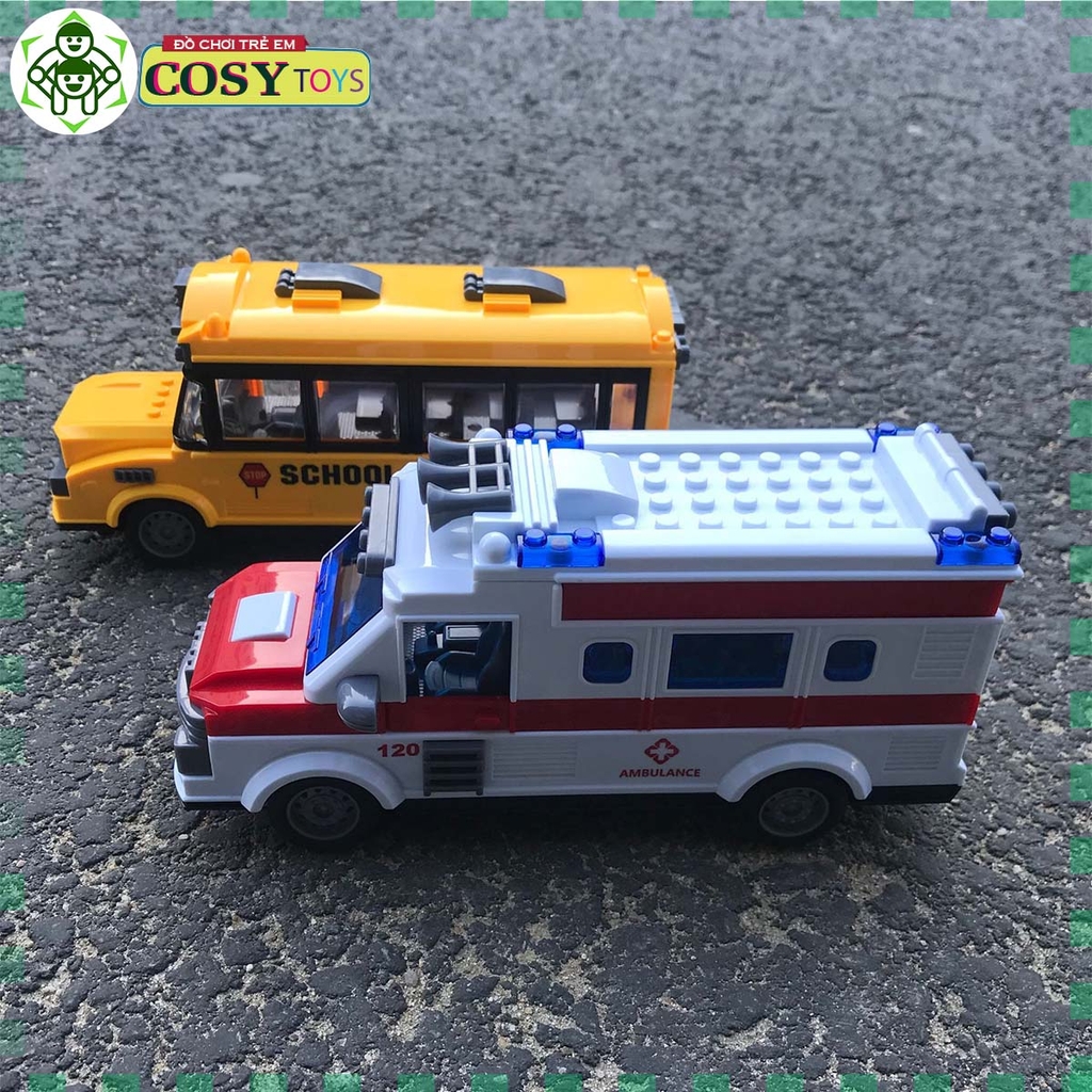 Đồ chơi xe bus buýt có điều khiển từ xa bốn chiều và đèn nháy cho bé