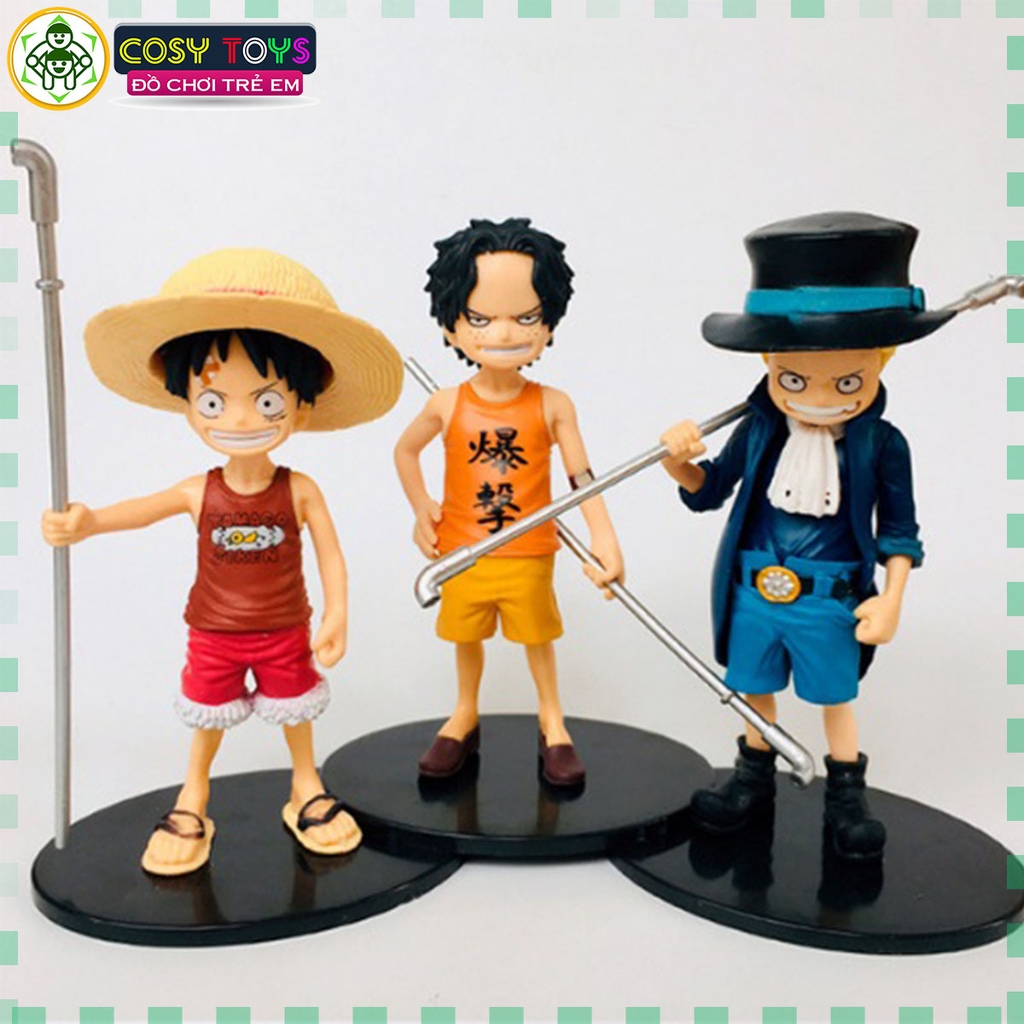 Mô hình combo các anh em Luffy, Zoro, Sanji, ACE, Sabo lúc nhỏ siêu đẹp cao 15cm - One Pece