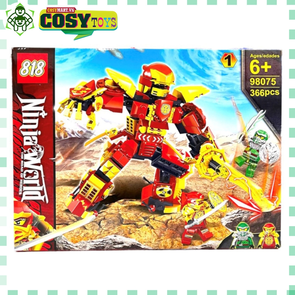 Đồ chơi lắp ghép xếp hình Ninjago cùng robot chiến đấu mang giáp với hơn 365 mảnh ghép