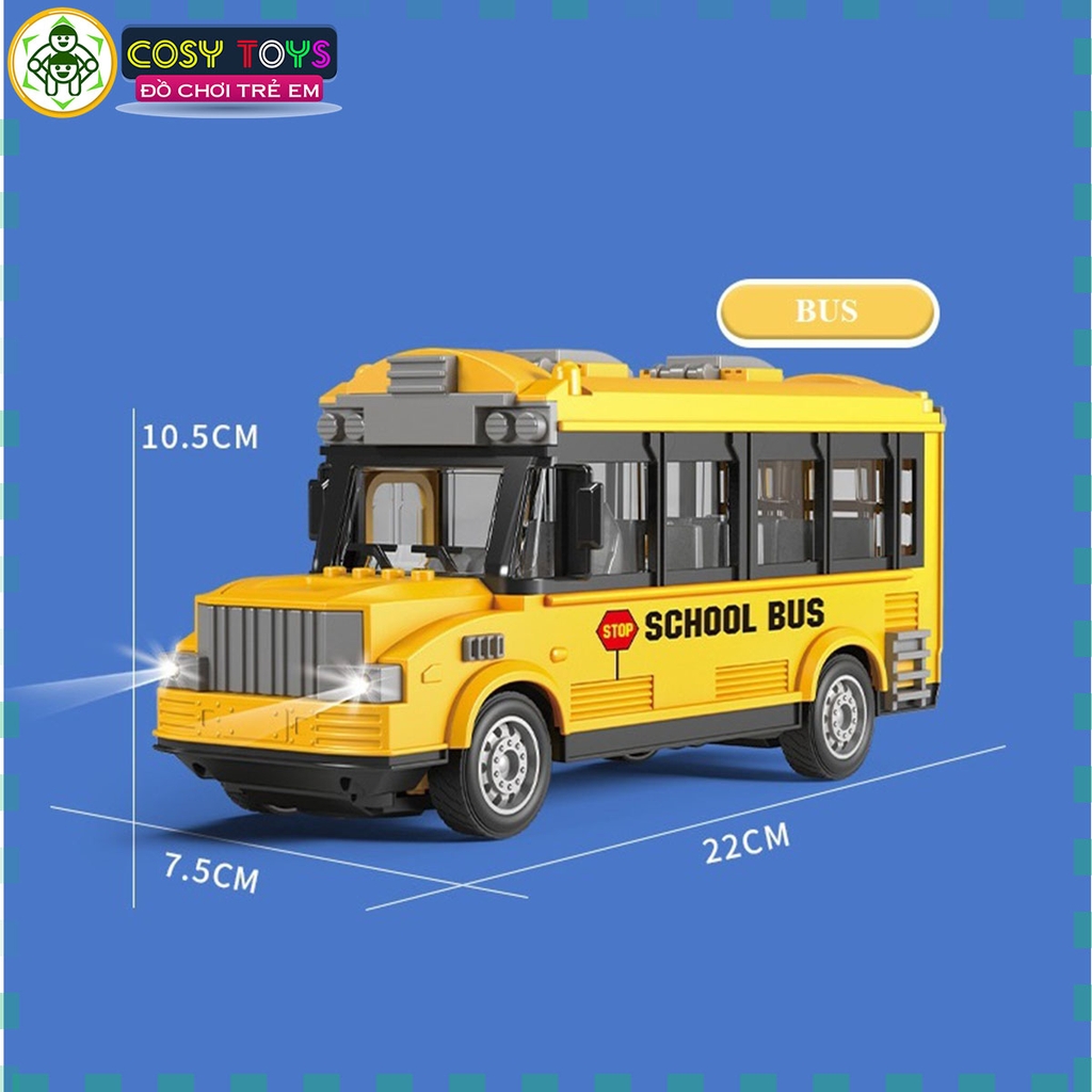 Đồ chơi xe bus buýt có điều khiển từ xa bốn chiều và đèn nháy cho bé