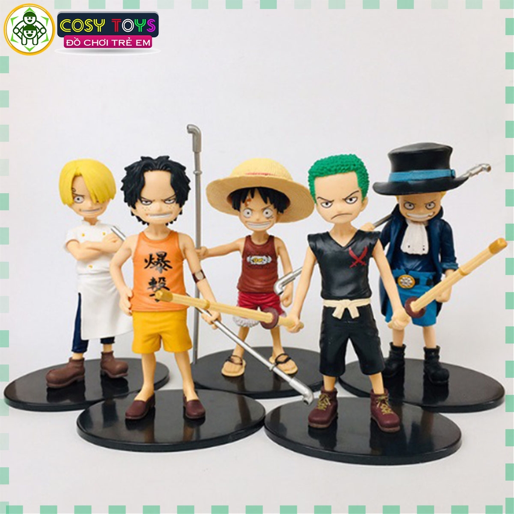 Mô hình combo các anh em Luffy, Zoro, Sanji, ACE, Sabo lúc nhỏ siêu đẹp cao 15cm - One Pece