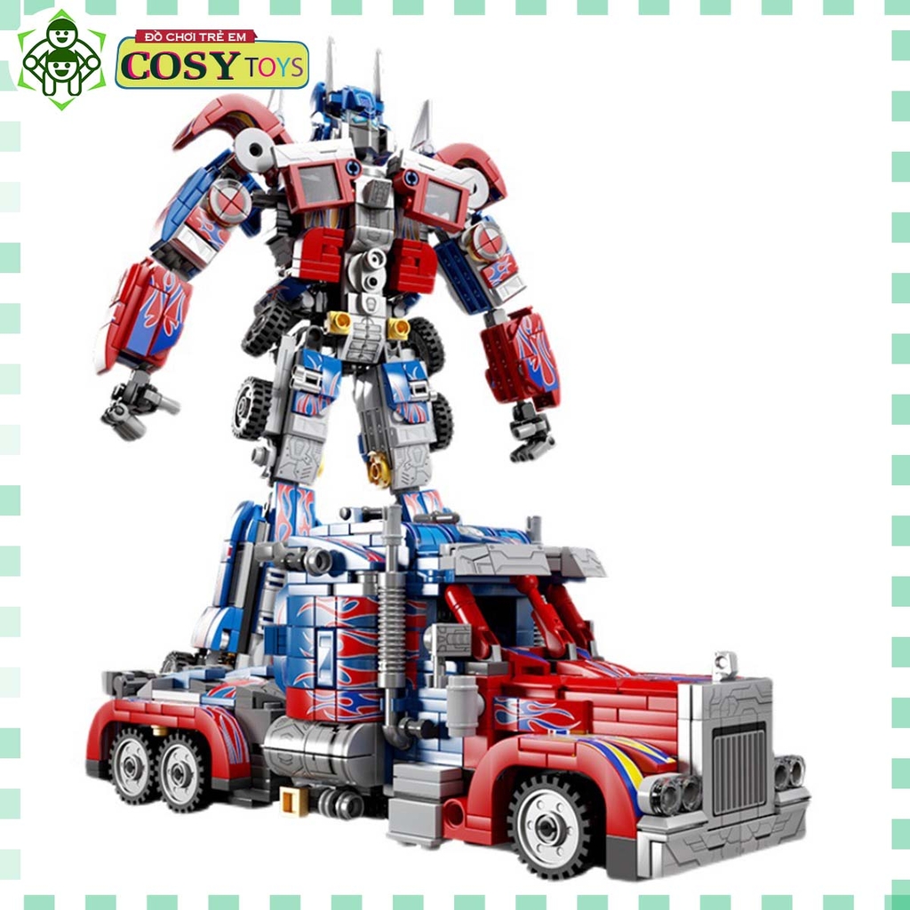 Đồ chơi lắp ghép xếp hình chiến binh Optimus Prime biến hình 2 trong 1 thành xe với 815 chi tiết