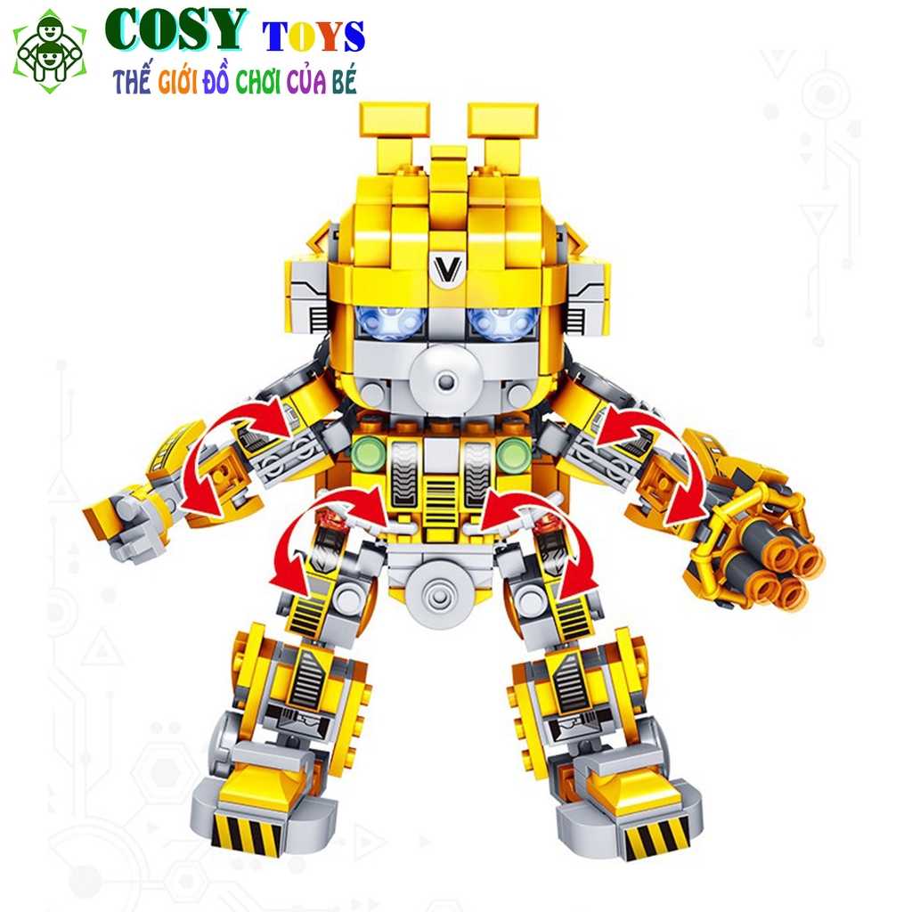 Đồ chơi lắp ghép xếp hình robot biến hình Bumbelee vàng với 510 mảnh ghép, mẫu robot lớn, có cử động được và nhiều chi tiết cho bé
