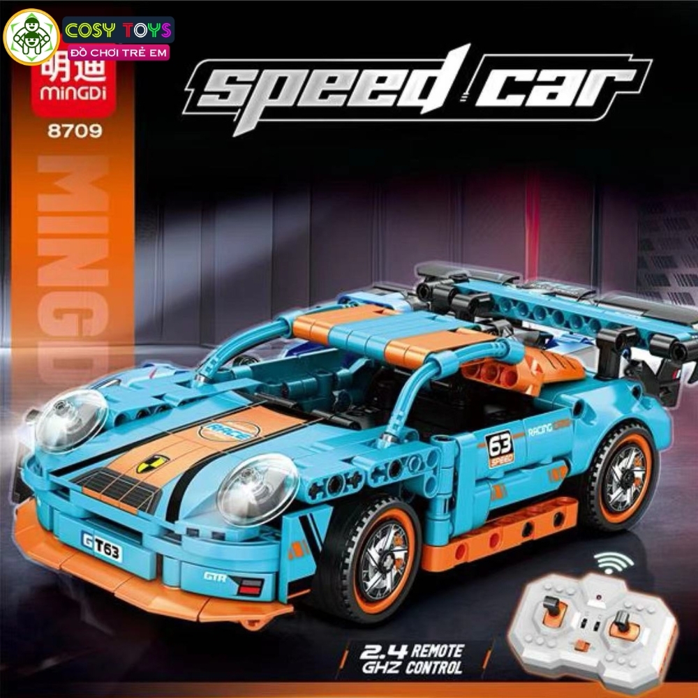 Đồ chơi xếp hình lắp ghép mô hình xe thể thao mẫu mới có động cơ điều khiển từ xa với 400 chi tiết cho bé