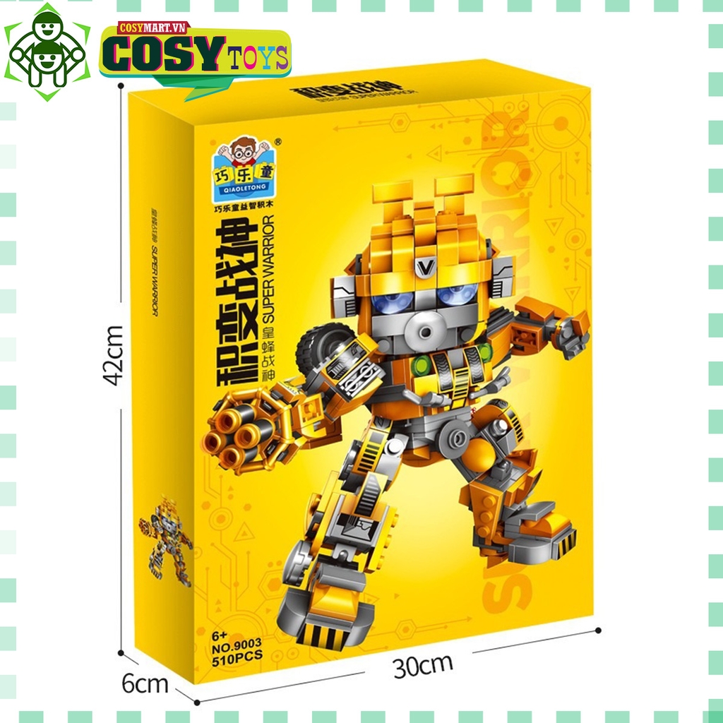 Đồ chơi lắp ghép xếp hình robot biến hình Bumbelee vàng với 510 mảnh ghép, mẫu robot lớn, có cử động được và nhiều chi tiết cho bé