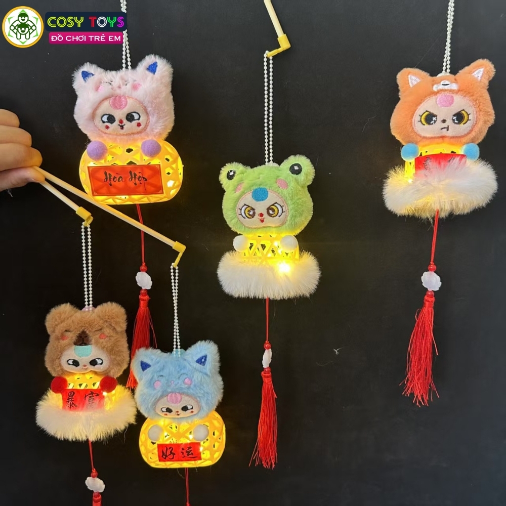 Đồ chơi lồng đèn trung thu nhân vật hoạt hình babythree có đèn và tay cầm nhiều màu sắc cho bé