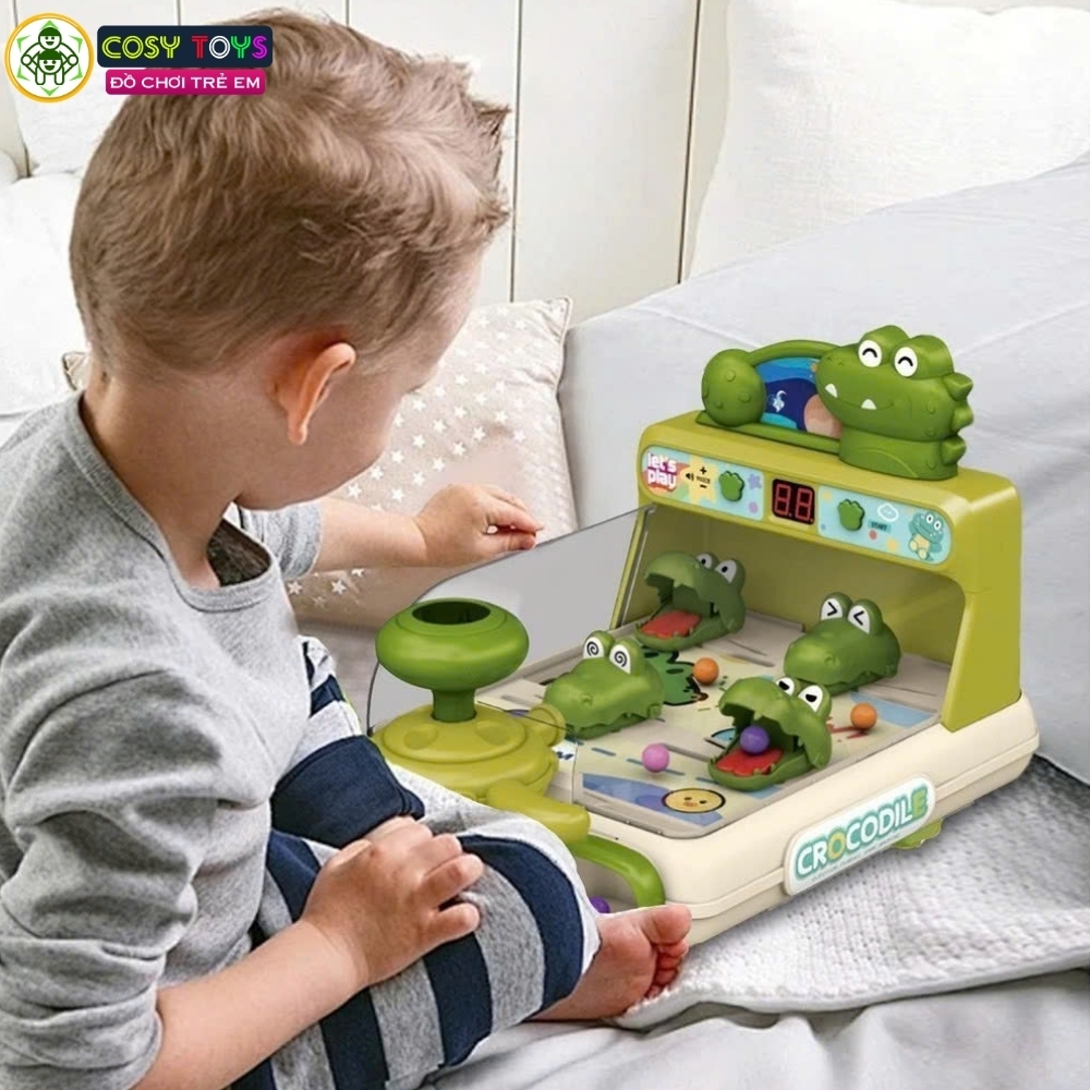 Đồ chơi bắn bi cá sấu tính điểm vui nhộn cho bé