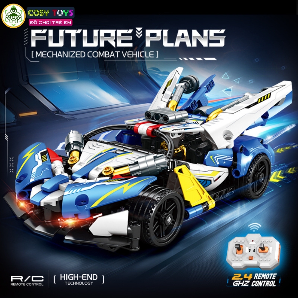 Đồ chơi xếp hình lắp ghép mô hình xe thể thao mẫu mới có động cơ điều khiển từ xa với 400 chi tiết cho bé
