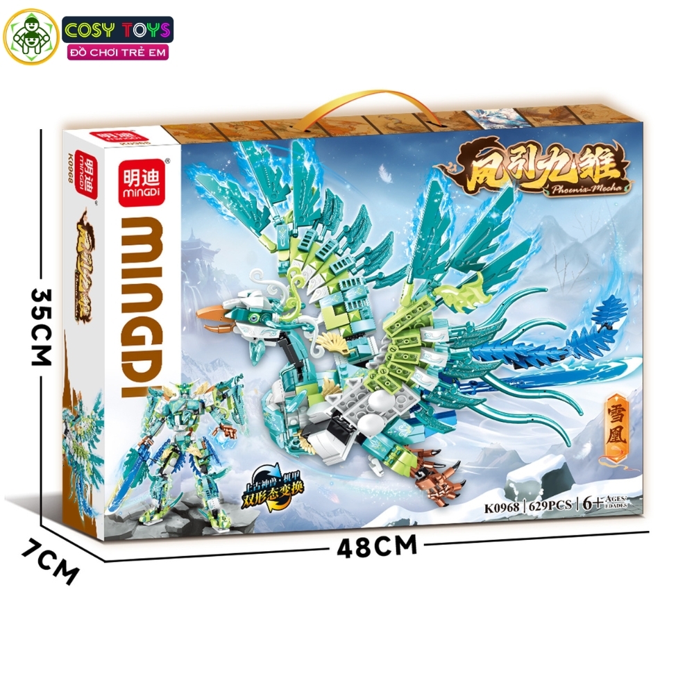 Đồ chơi xếp hình lắp ghép phượng hoàng biến hình người máy 2 trong 1 với 629 - 603 - 596 chi tiết cho bé