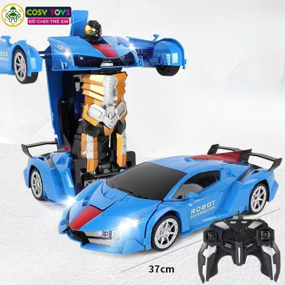 Đồ chơi xe oto cảnh sát biến hình thành robot có điều khiển 4 chiều mẫu mới cho bé