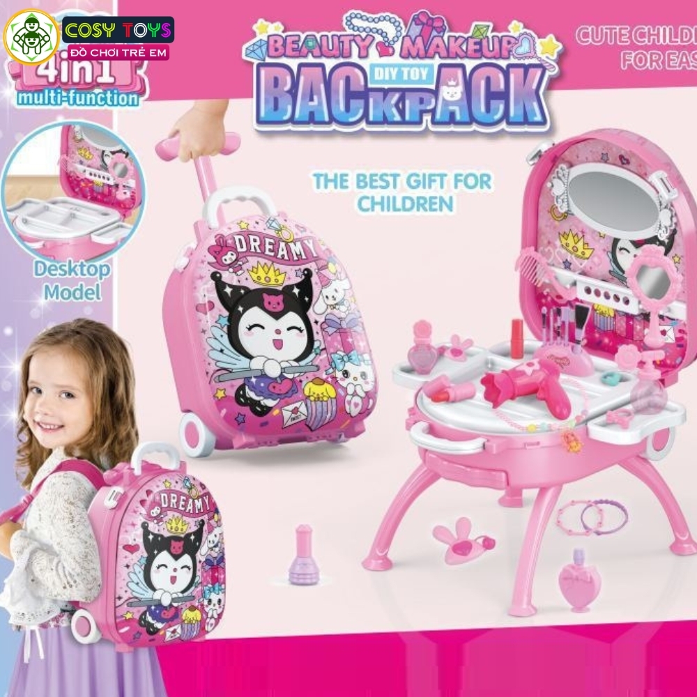 Đồ chơi vali trang điểm 3 trong 1 kèm dụng cụ trang điểm làm đẹp cho bé