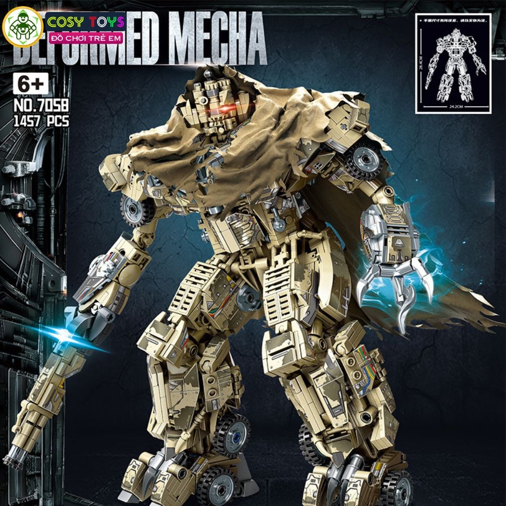 Đồ chơi lắp ghép xếp hình Megatron Transformers Optimus Prime Robot Mecha cỡ lớn chuyển động với 1457 mảnh ghép cho bé