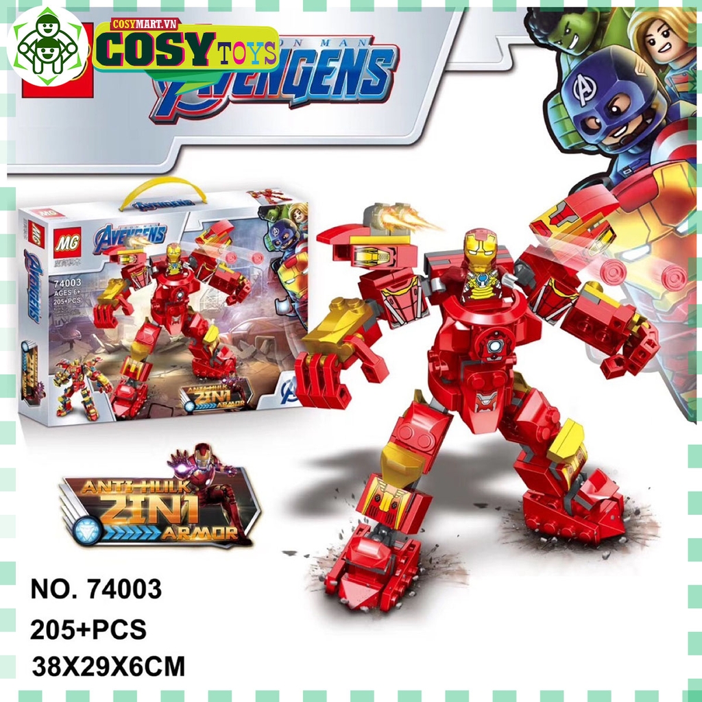 Đồ chơi xếp hình lắp ghép người sắt Ironn Mann trong bộ giáp anti Hulk với 217 mảnh ghép cho bé